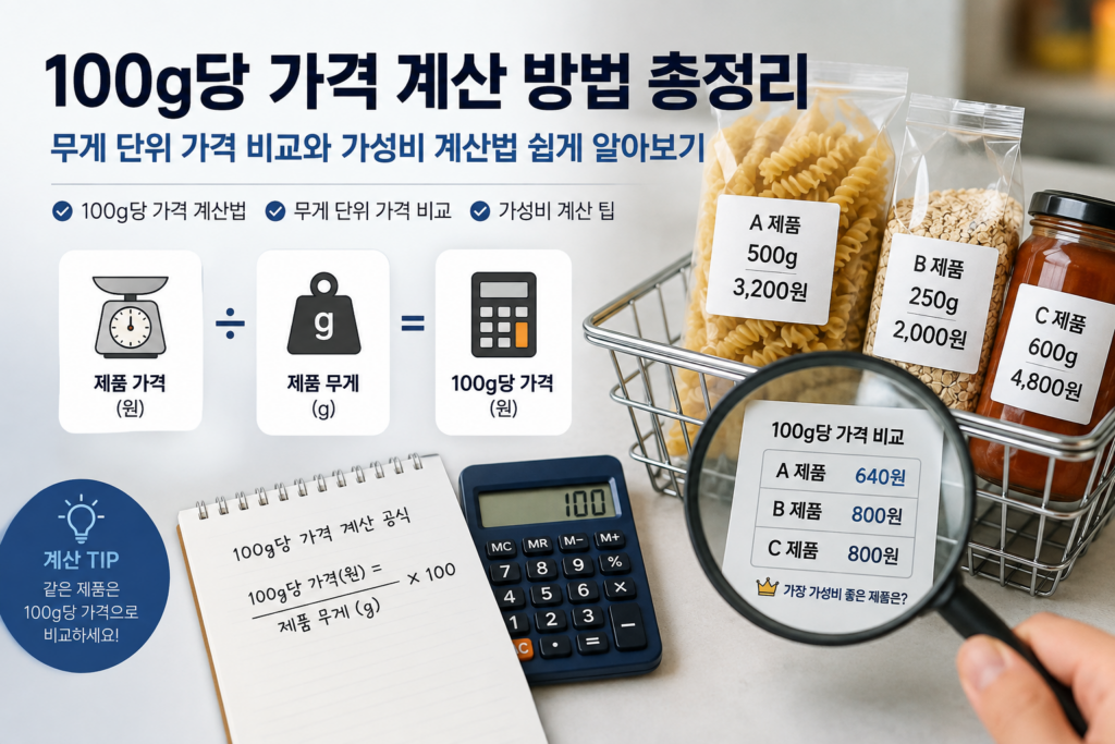 100g당 가격 계산