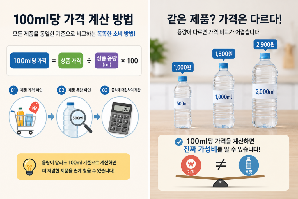 100ml당 가격 계산방법