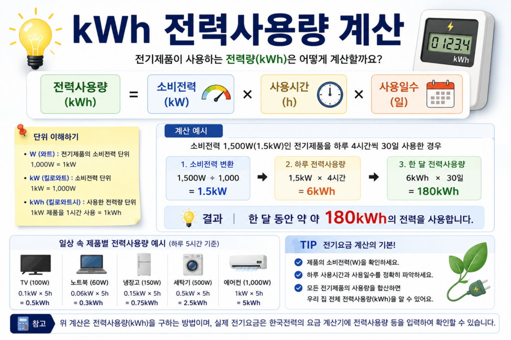 kWh 전력사용량 계산