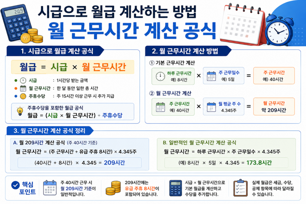 시급으로 월급 계산하는 기본 공식