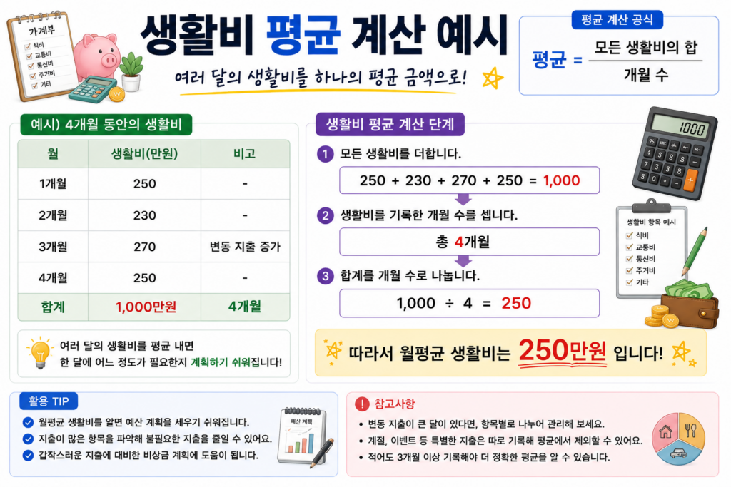 생활비 평균 계산 예시