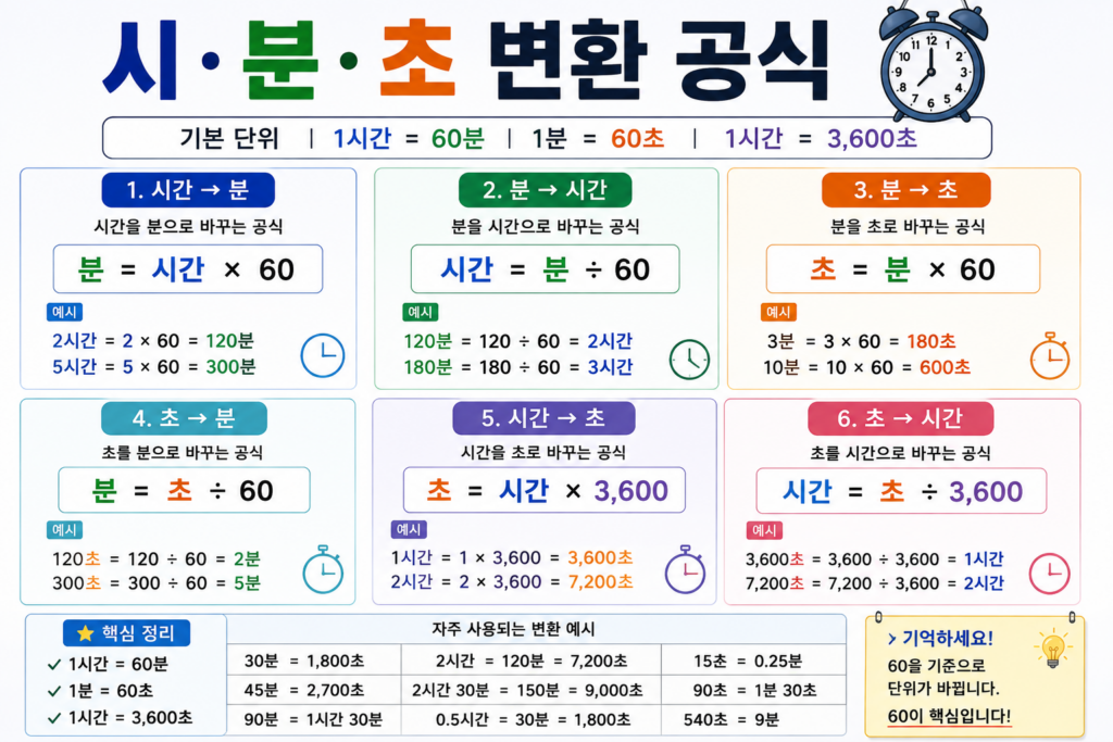시 분 초 변환 공식