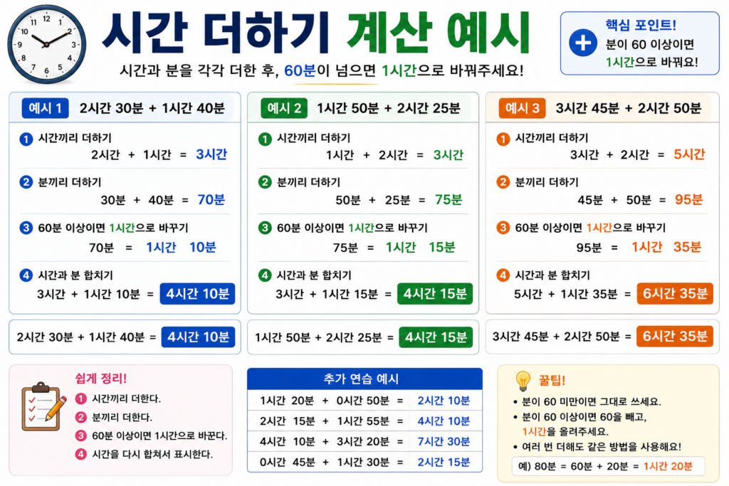 시간 더하기 계산 예시