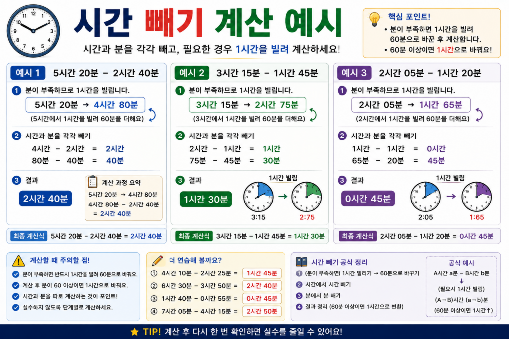 시간 빼기 계산 예시