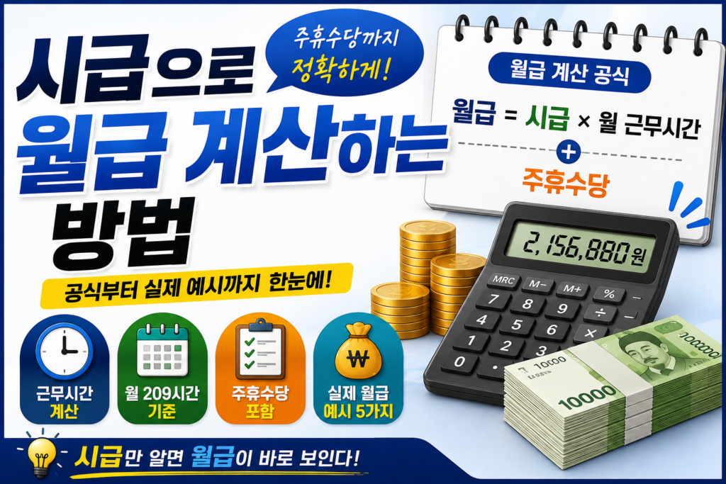시급으로 월급 계산하는 방법