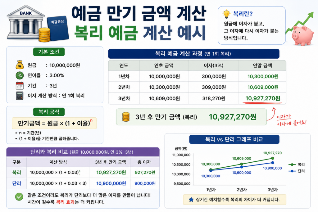 예금 만기 금액 계산 복리 예금 계산 예시