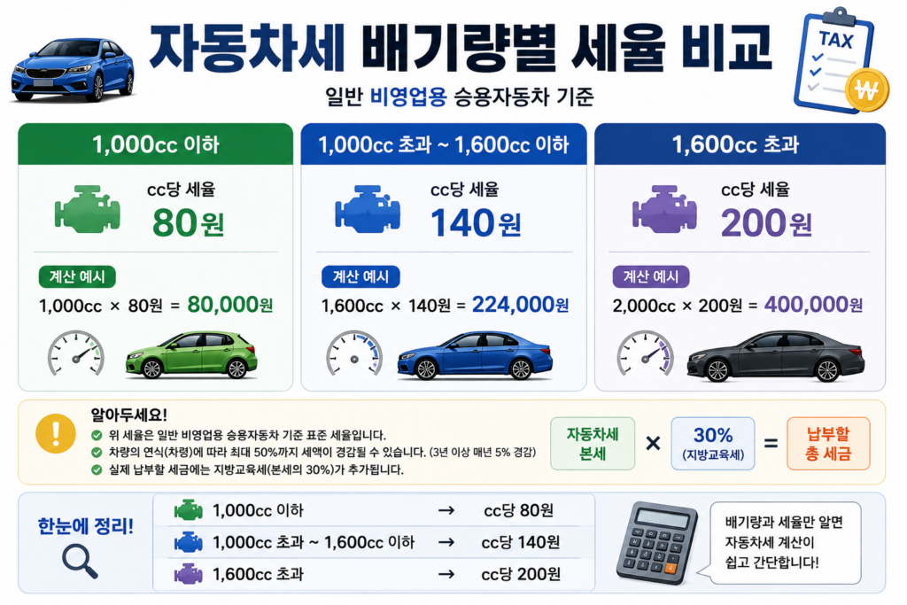 배기량별 자동차세