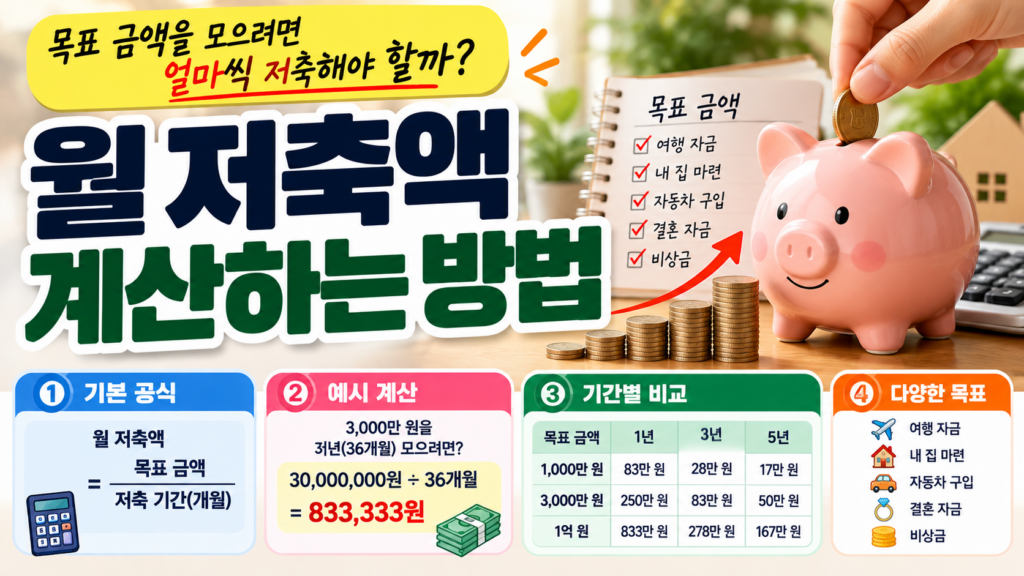 월 저축액 계산하는 방법